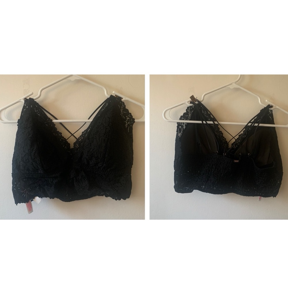 2 Victoria’s Secret PINK black lace longline bralettes for women